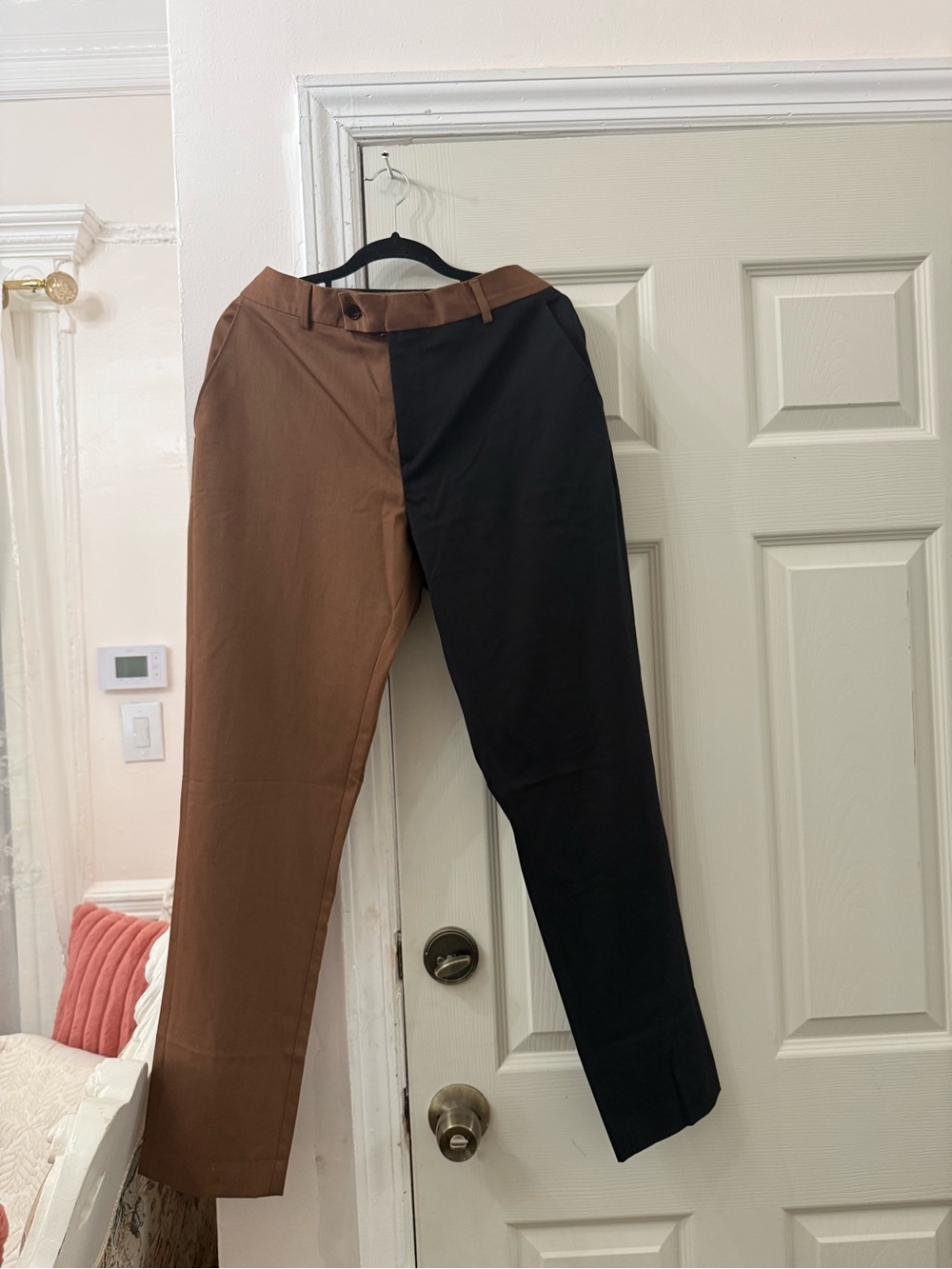 Two-Tone Brown and Black Slim Chinos